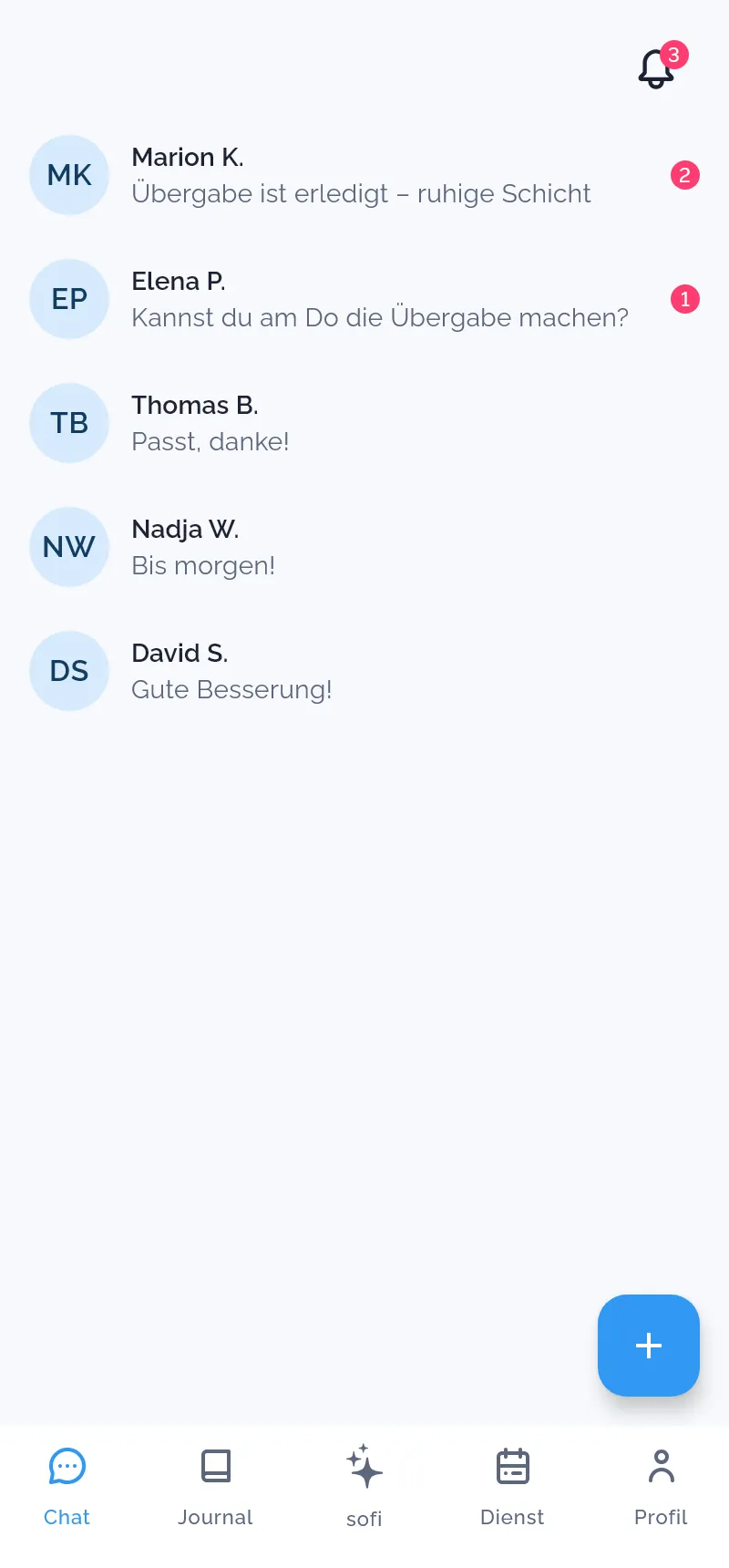 Fokus App – Chat mit Unterhaltungen und Ungelesen-Zählern