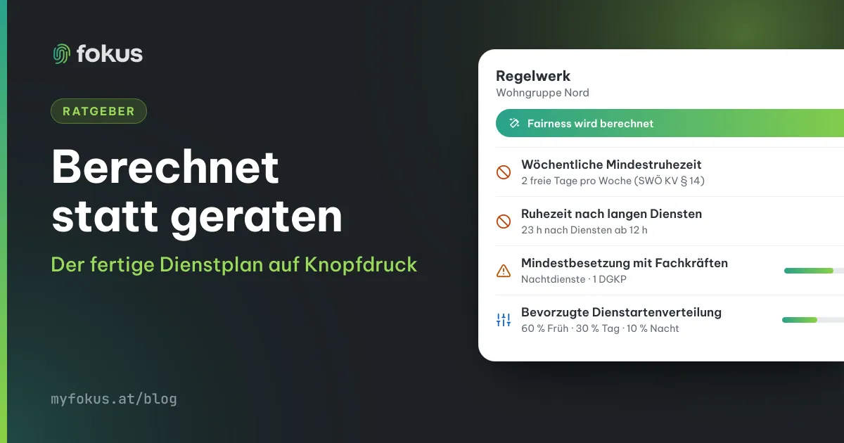 Titelbild: Berechnet statt geraten – das Regelwerk einer Wohngruppe mit Ruhezeit-, Besetzungs- und Verteilungsregeln